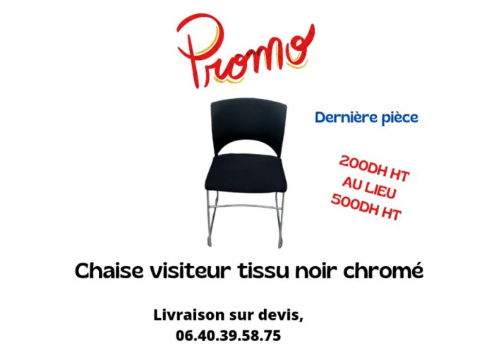 Image annonce: Chaise visiteur tissu noir chromé