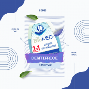Annonce Dentifrice BioMED blanchissant bleu معجون الأسنان بيوميد
