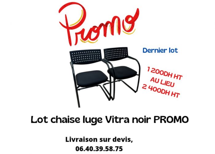 Image annonce: Lot chaise Vitra vis-à-vis noir luge promo