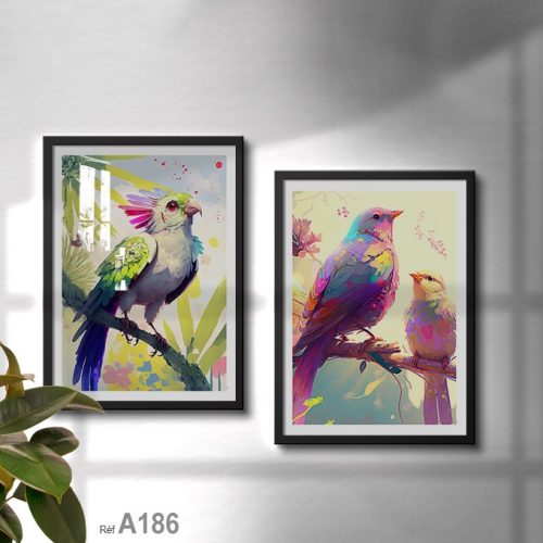 Annonce: Oiseaux Abstraits Exotiques Vente au Maroc, Tableaux Décoratifs Multicolores