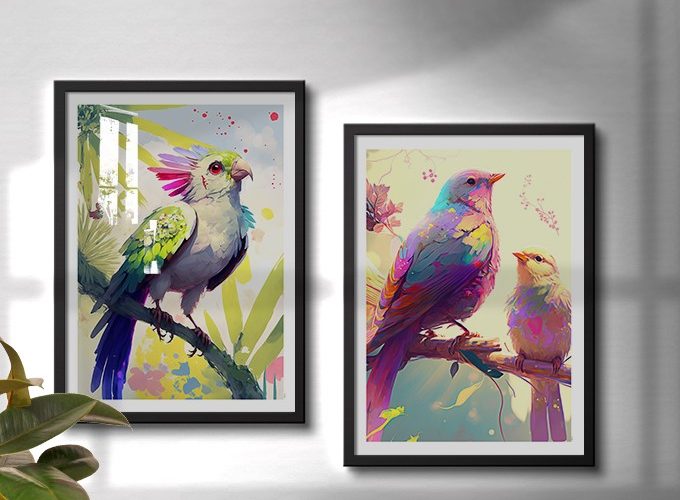 Image annonce: Oiseaux Abstraits Exotiques Vente au Maroc, Tableaux Décoratifs Multicolores