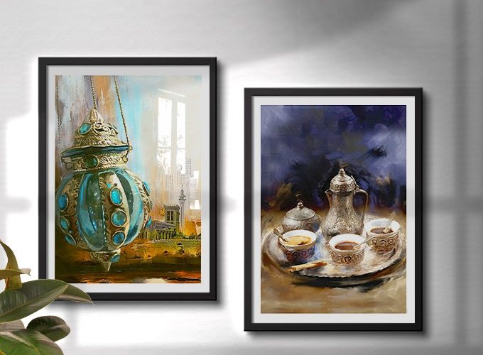 Image annonce: Peinture à l’huile orientaliste : imprimé sur tableaux décoratifs cadre en en bois
