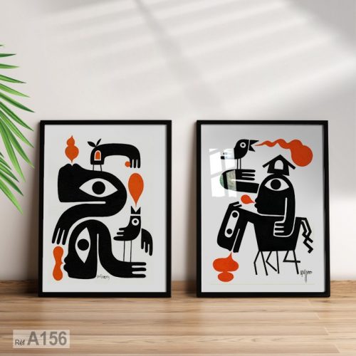 Annonce: Tableau Art abstrait Figuratif contemporain encadré en bois لوحة تشكيلية