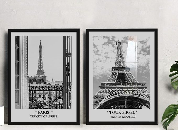 Image annonce: Tableau classic noir et blanc : photos Tour Eiffel et rues de Paris France