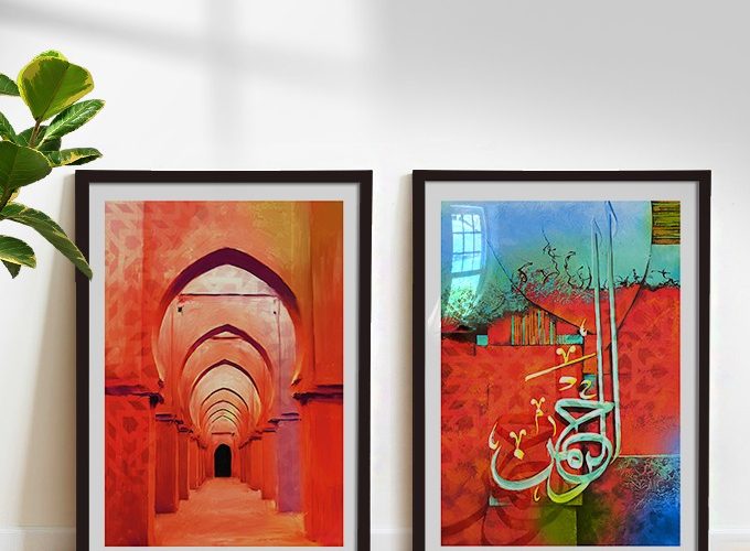 Image annonce: Tableau Couleurs de Marrakech, tableau décoration calligraphie islamique
