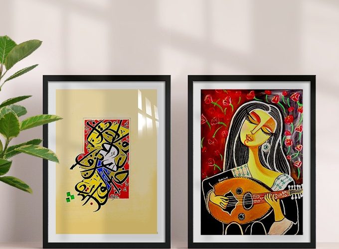 Image annonce: Tableau de calligraphie orientale: Music et Beauté de mouvement
