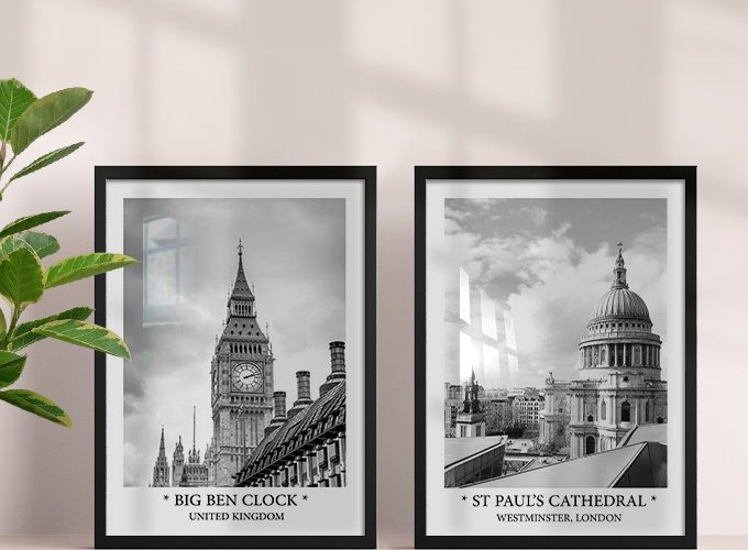 Image annonce: Tableau Décoratif Mural, Poster Big Ben London Clock Tower, wall frame decoration noir ..