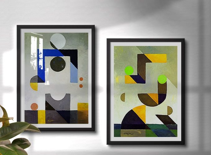 Image annonce: Tableau décoratif Style Abstrait formes géométrie d’Art contemporain بيع لوحات تشكيلية
