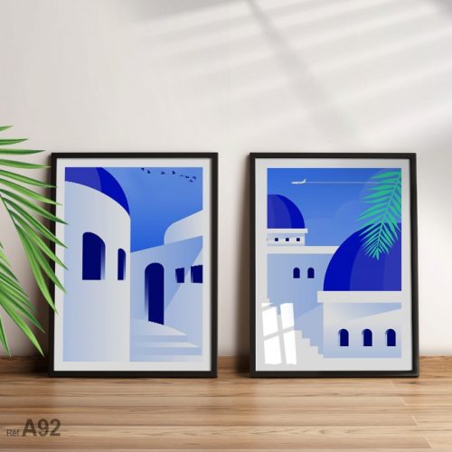 Annonce: Tableau décoration: Maisons traditionnels bleu d'îles de Grèce, à vendre au Maroc