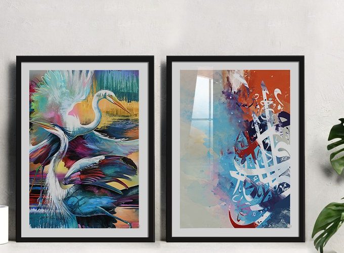 Image annonce: Tableaux décoratifs des oies en Art peinture plastique لوحات طيور اللقلق