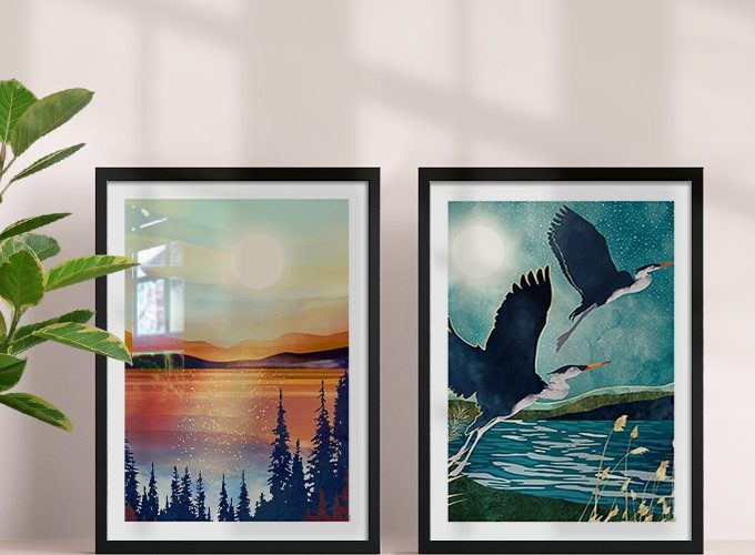 Image annonce: Tableaux décoratifs : oiseaux et paysage, print art à vendre au Maroc