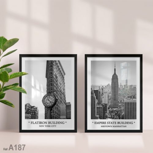 Annonce: vente au Maroc : Poster New York Building – Cadre Noir et verre