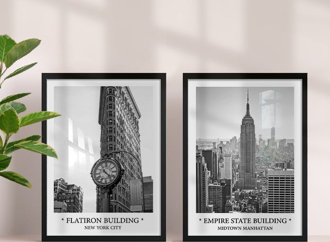 Image annonce: Vente au Maroc : Poster New York Building – Cadre Noir et verre