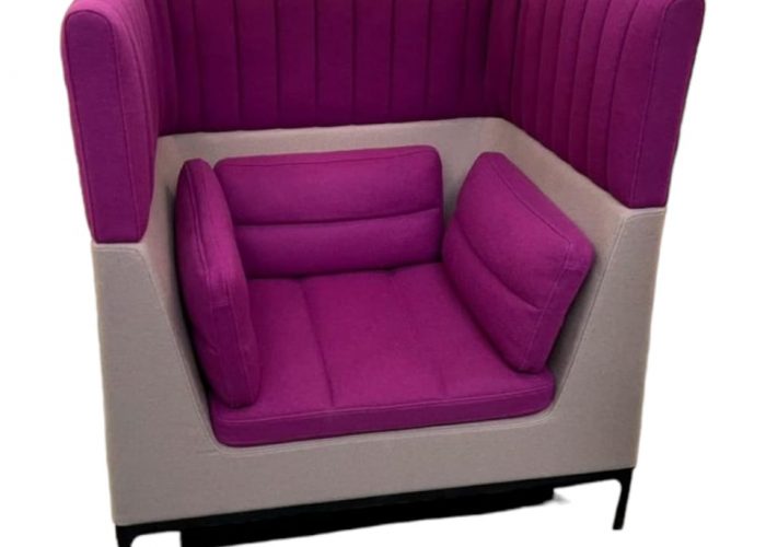 Image annonce: Canapé Banquette de bureau acoustique HAVEN Design 1 place Grise / Violette.