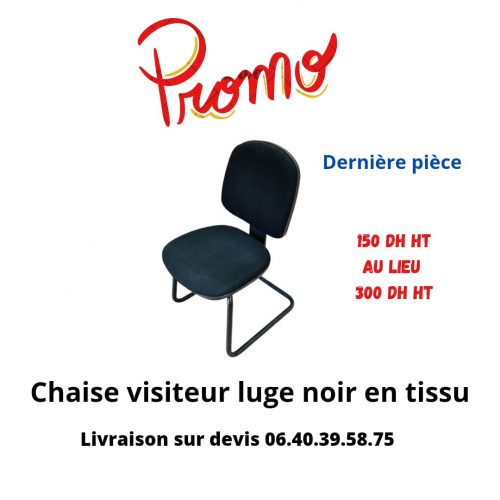 Annonce: Chaise visiteur luge noir en tissu promo