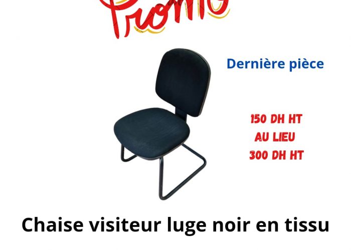 Image annonce: Chaise visiteur luge noir en tissu promo