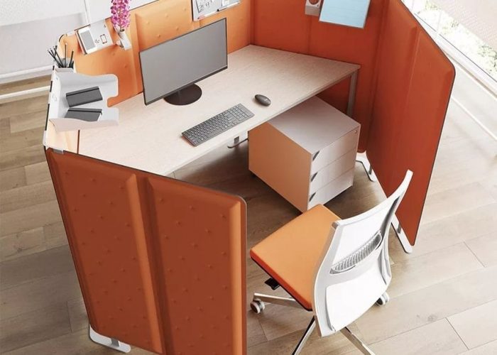 Image annonce: Cloison Séparateur Amovible Bureau Acoustique Visuel PICO PLAY Hauteur 140cm ORANGE