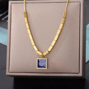 Annonce Collier acier inoxydable perle bleu