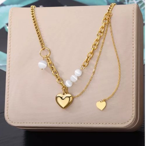 Annonce: Collier acier inoxydable perle coeur