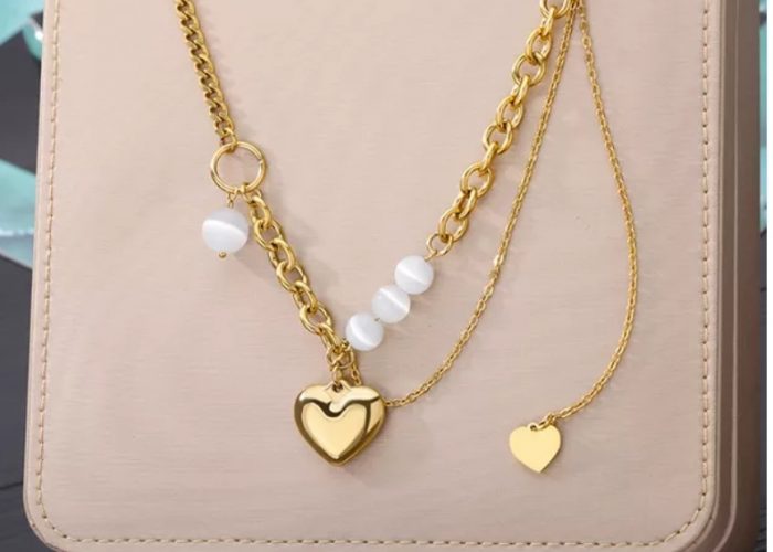 Image annonce: Collier acier inoxydable perle coeur