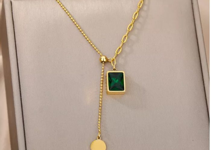 Image annonce: Collier acier inoxydable perle verte