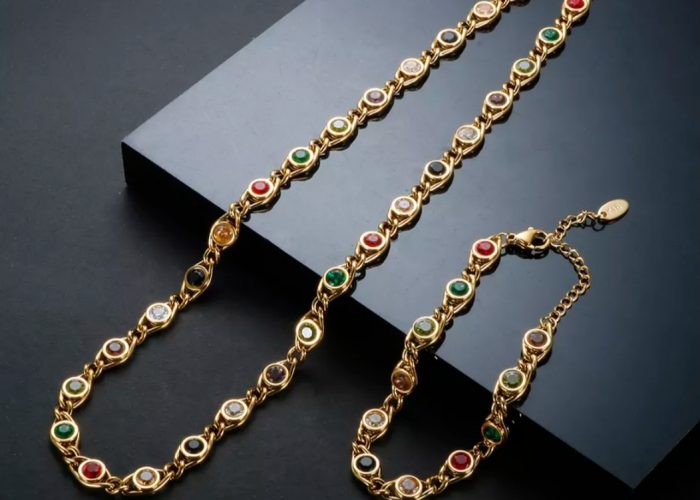 Image annonce: Ensemble collier acier inoxydable Multicouleur
