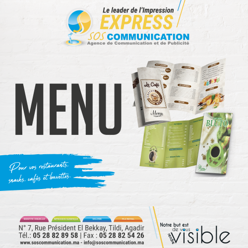 Annonce: Menu Restaurants/ Snacks/ Cafés et Buvettes