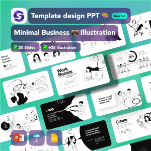 Annonce Modèle de présentation et de diapositive d'entreprise minimale en noir et blanc | PPT