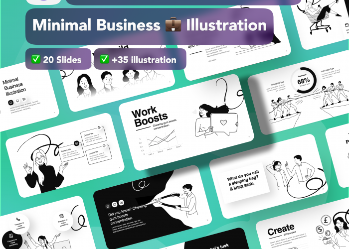 Image annonce: Modèle de présentation et de diapositive d’entreprise minimale en noir et blanc | PPT