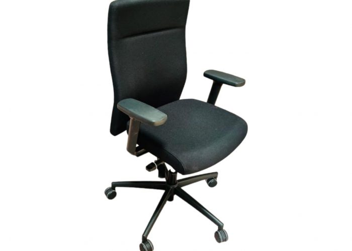 Image annonce: Chaise à roulette Dauphin tissus noir ergonomique promo