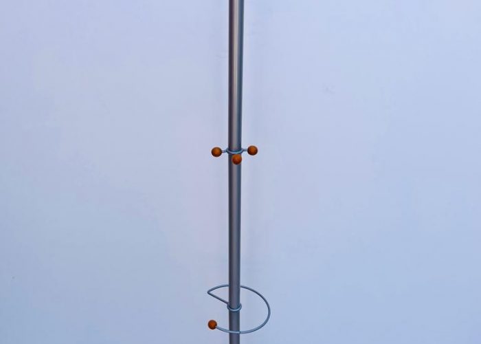 Image annonce: Porte manteau 5 patères gris alu finition bois parapluie