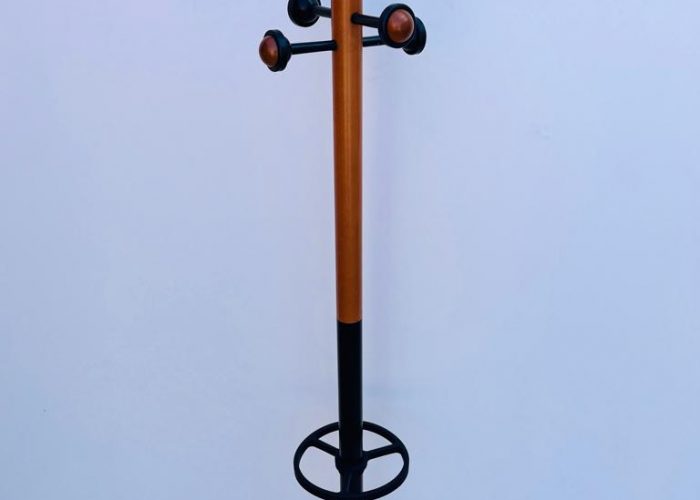 Image annonce: Porte manteau gris 8 patères marron porte parapluie