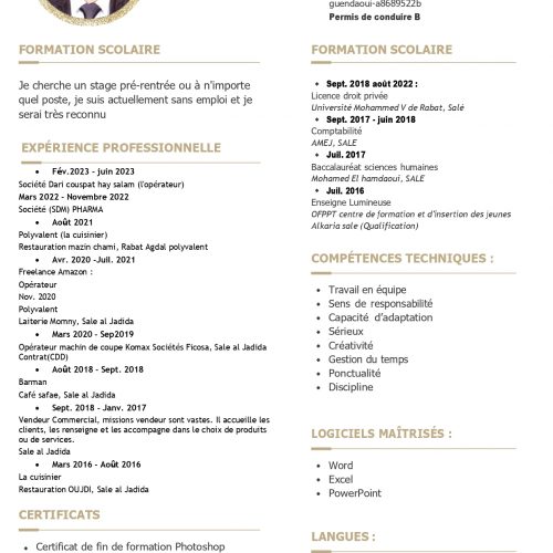 Annonce: Demande de emploi