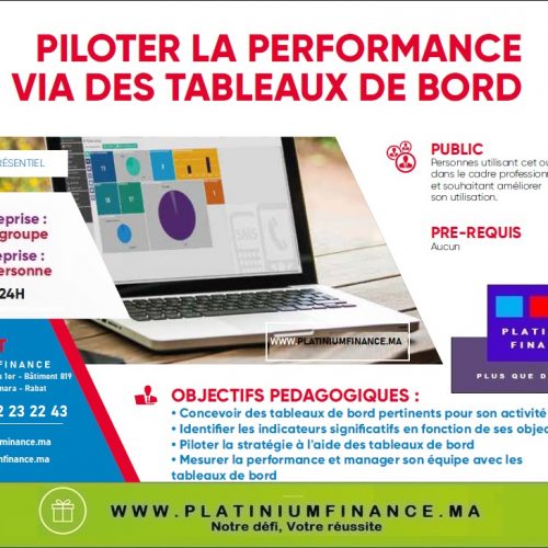 Annonce: Formations Piloter la performance via Tableau de bords
