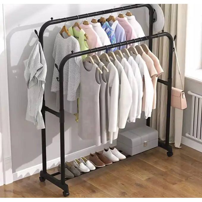 Porte-vêtements En Métal : Chargeable Jusqu'à 70 Kg, Montage Facile, 2 étagères, 2 Tringles De Suspension - Classique Songmics | Emob