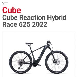 Annonce Velo electrique 29 taille M CUBE REACTION 2022