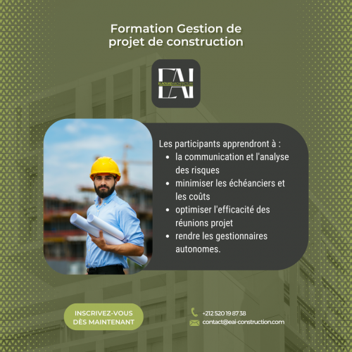 Annonce: Formation - Gestion de projets de construction