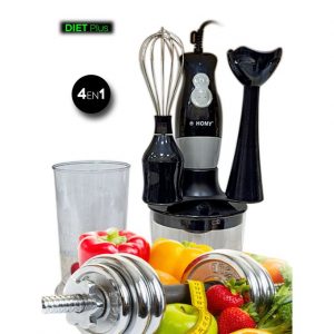 Annonce MAXI Robot Mixeur Plongeant 4En1 INOX Powered M-Vitesses 700+500ml Noir Pas Cher