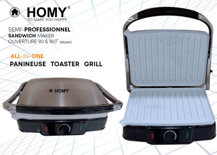 Image annonce: Panini Grill Toast 3IN1 Turbo Granit 2200W Pro Antiadhésive Barbecue sans huile sans beurre