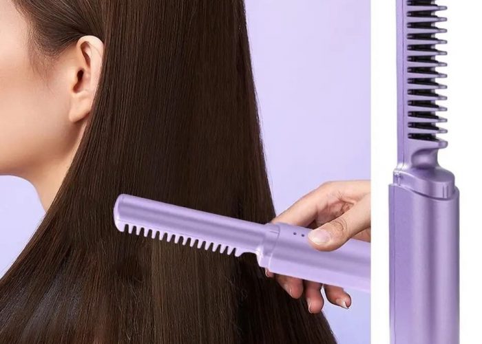 Image annonce: Portable Hair Straightening Tool – USB Chargeable مشط حراري للشعر بحجم صغير وقابل للشح
