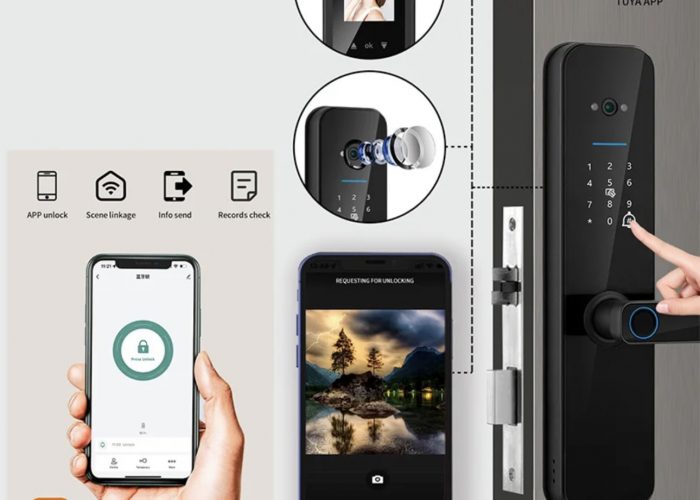 Image annonce: Serrure de porte Smart intelligente électronique Wifi caméra empreinte neuf avec garantie