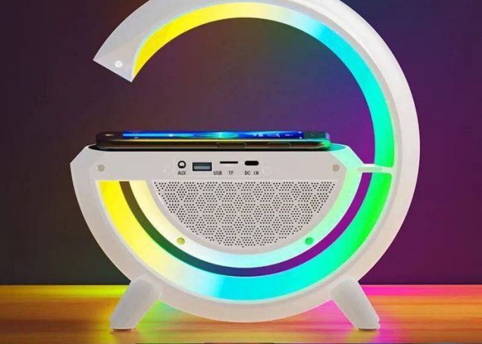Image annonce: Lampe d’ambiance avec haut parleur bluetooth et chargeur sans fil