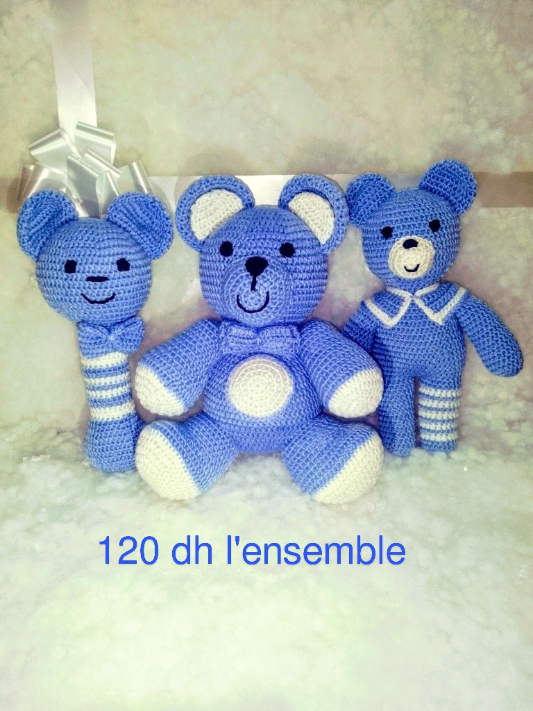 Peluche XL en Crochet - Camel bleu clair main image 1