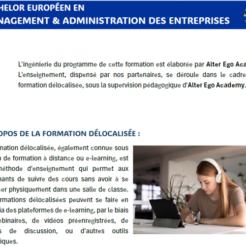 Annonce: BACHELOR EUROPÉEN EN MANAGEMENT & ADMINISTRATION DES ENTREPRISES