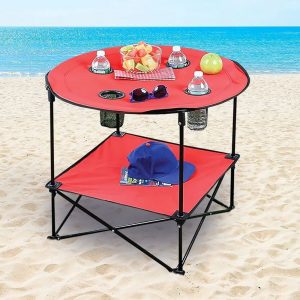 Annonce Table pliante ronde en acier Oxford grill, mobilier d'extérieur, table de pique-nique