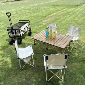 Annonce Large Portable Picnic Table Set with 4 Chairs    مجموعة الخرجات الفاخرة 5في 1- طاولة كبيرة و4 كراسي قابلة للطي