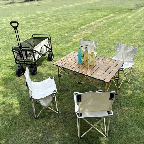 Annonce: Large Portable Picnic Table Set with 4 Chairs    مجموعة الخرجات الفاخرة 5في 1- طاولة كبيرة و4 كراسي قابلة للطي