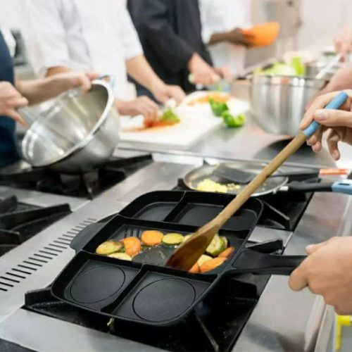 Annonce: Poêle à frire antiadhésive poêle à frire 5 en 1 poêle à griller divisée pour casserole de petit déjeuner cuisiné polyvalent four à frire poêle à frire