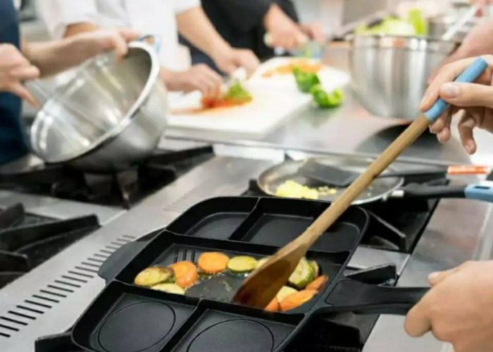 Image annonce: Poêle à frire antiadhésive poêle à frire 5 en 1 poêle à griller divisée pour casserole de petit déjeuner cuisiné polyvalent four à frire poêle à frire