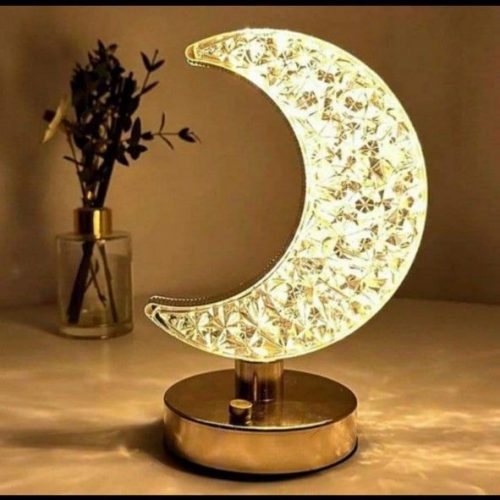 Annonce: Lampe de Decoratin Cristal Tactile, Lampe de Table de chevet Veilleuse LED Forme de Lune, Abat jour Cristal